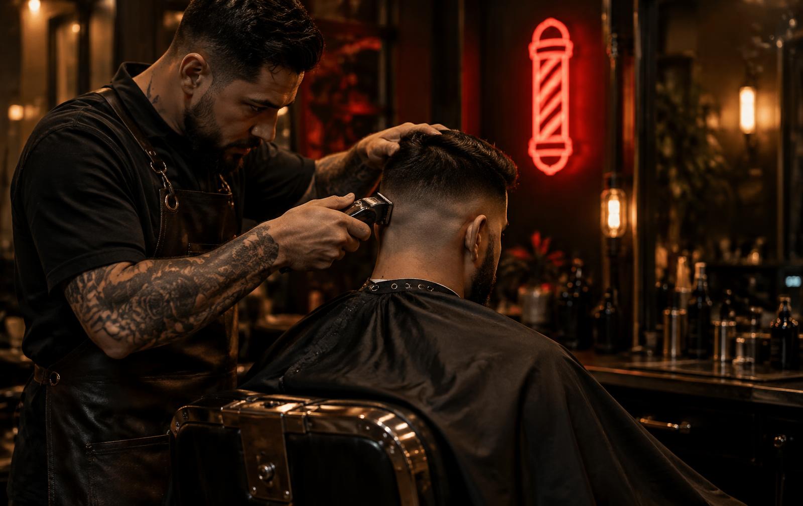 Barber giving a fresh fade